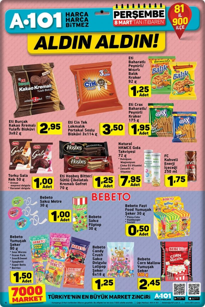A101 8 Mart 2018 bebeto şeker ürünleri
