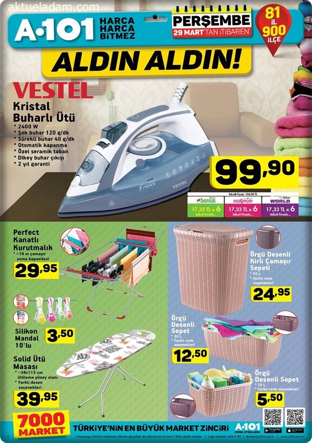 A101 29 Mart 2018 perfect kanatlı kurutmalık