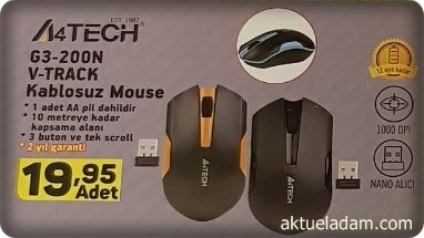 A101 A4 Tech G3-200N V-Track Kablosuz Mouse