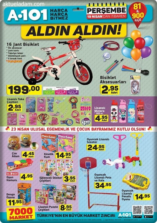 A101 19 Nisan 2018 oyuncak lisanslı pota ve kale scooter