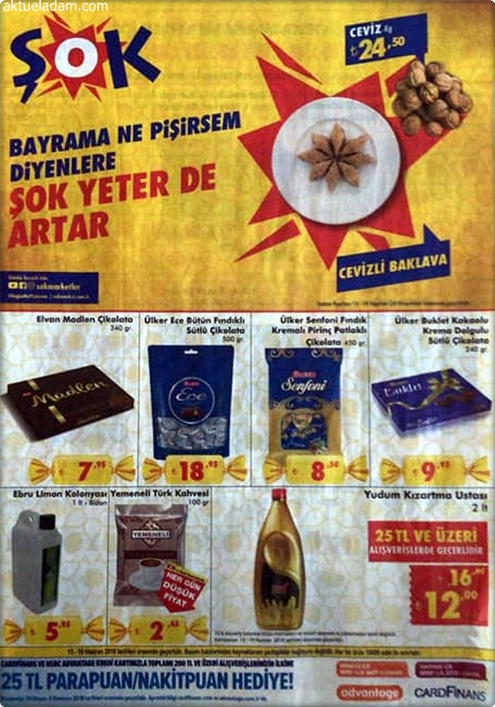 Şok 13 Haziran 2018 bayram çikolataları