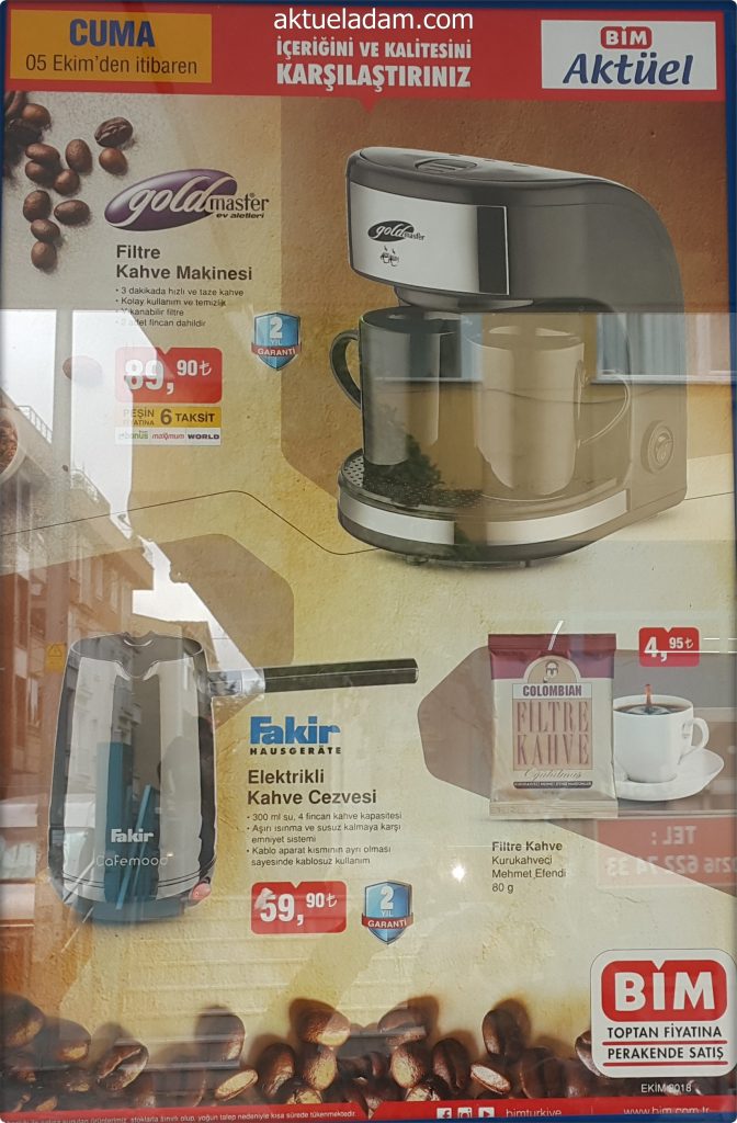 bim 5 ekim 2018 goldmaster filtre kahve makinesi