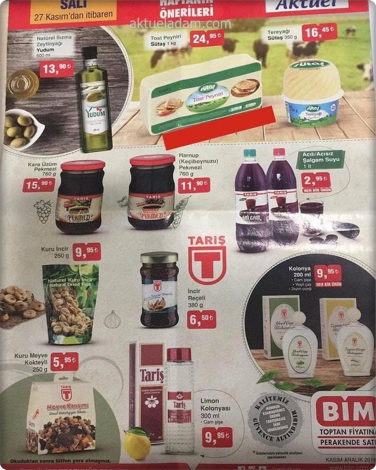 bim 27 kasım 2018 gıda ürünleri
