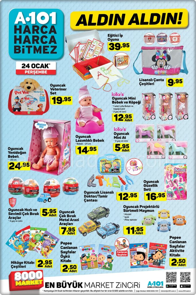 a101 24 ocak 2019 lisanslı oyuncak bebek çeşitleri