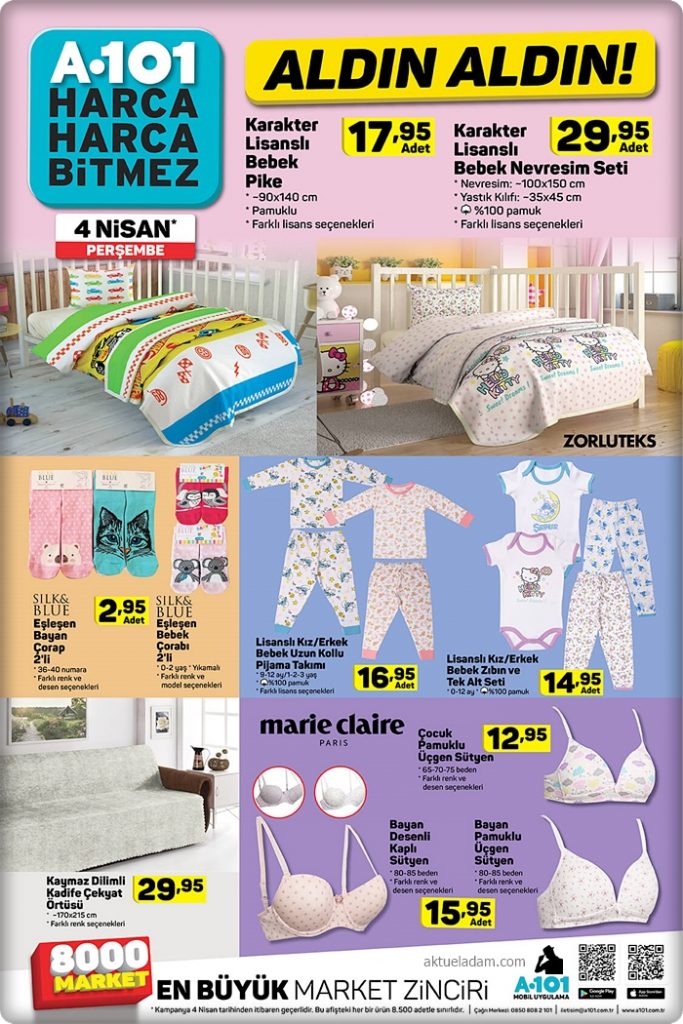 a101 4 nisan 2019 tekstil ürünleri