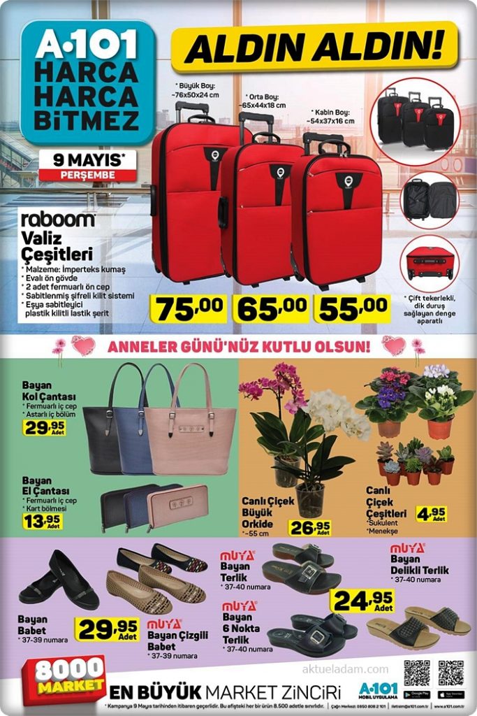 a101 9 mayıs 2019 roboom valiz çeşitleri