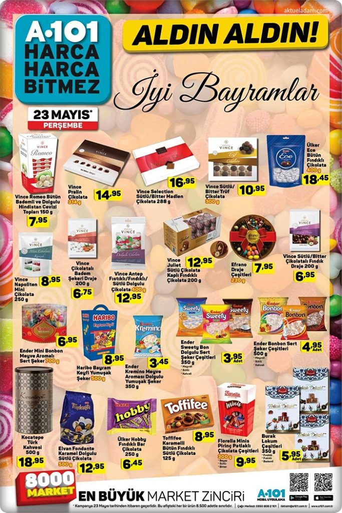 a101 23 mayıs 2019 ramazan bayramı çikolataları