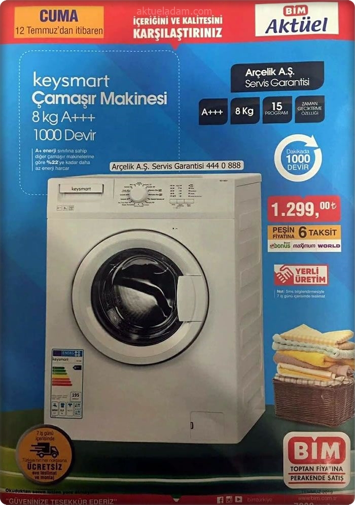 bim 12 temmuz 2019 keysmart çamaşır makinesi