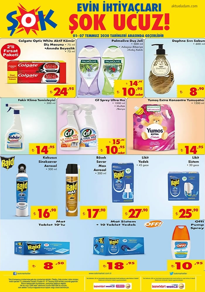 şok 1 temmuz 2020 temizlik malzemeleri